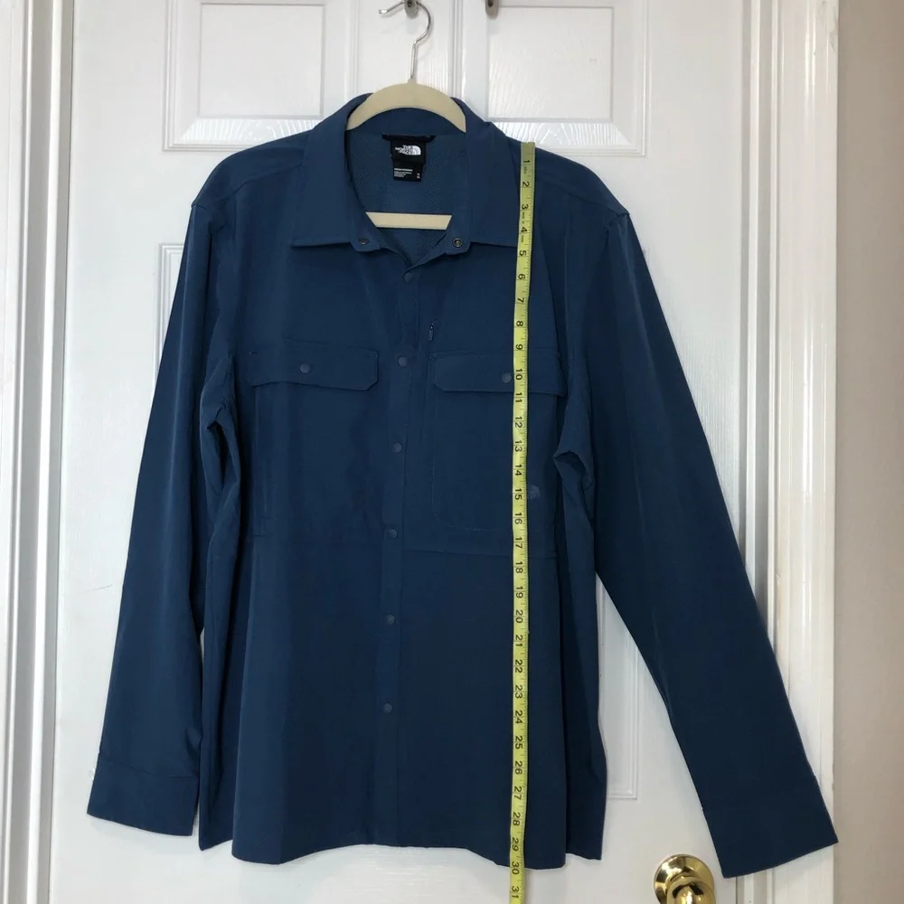 The‎ North Face Men Sniktau Blue Long Sleeve Snap Button Hiking Outdoor Shirt XL